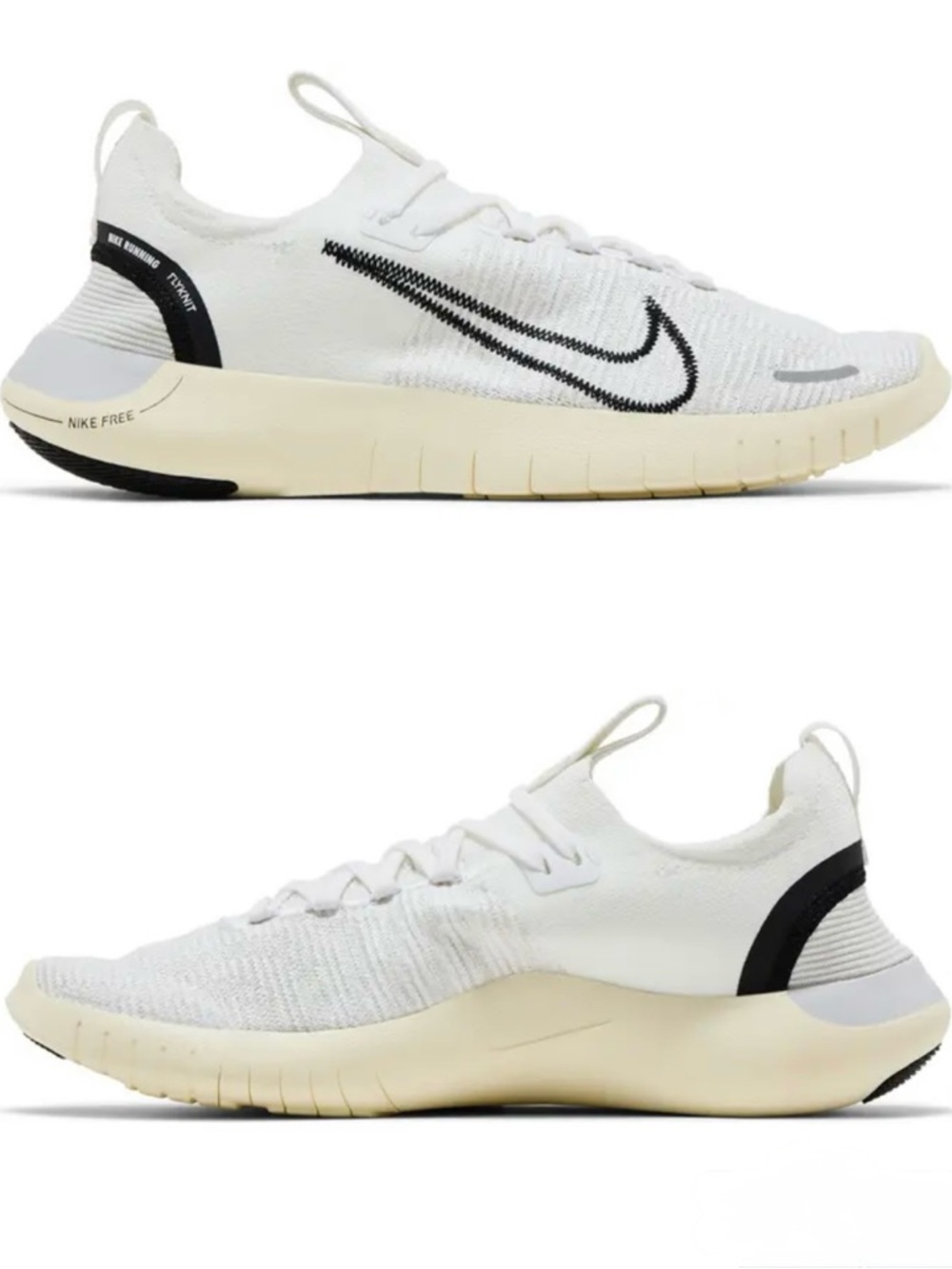 NIKE Free RN NN White Black Coconut Milk Women's, size 7